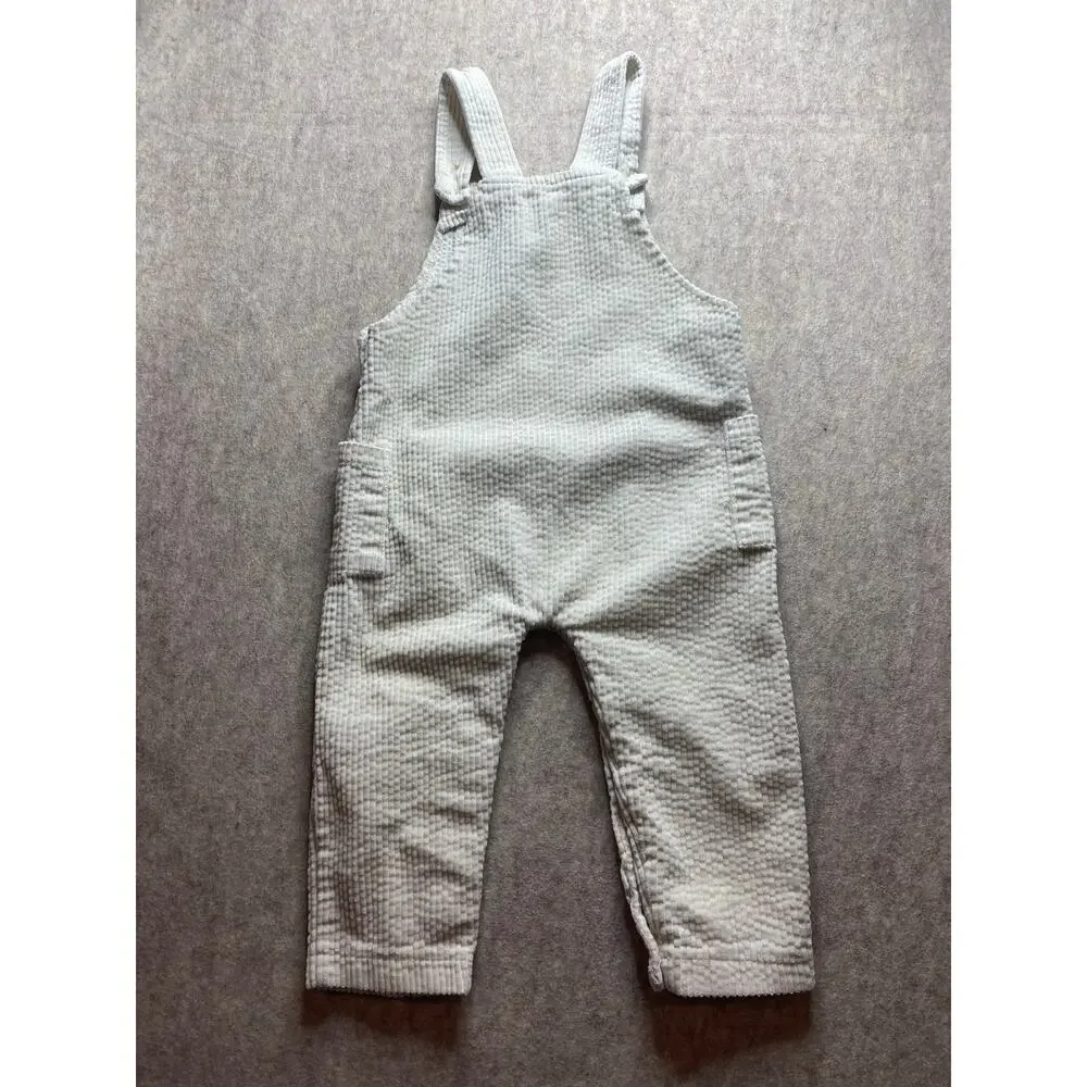 Vtg Disney Baby Winnie the Pooh Corduroy Cream Colored Overalls Size 24 months